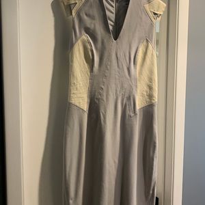 Helmet Lang wool dress with leather detail